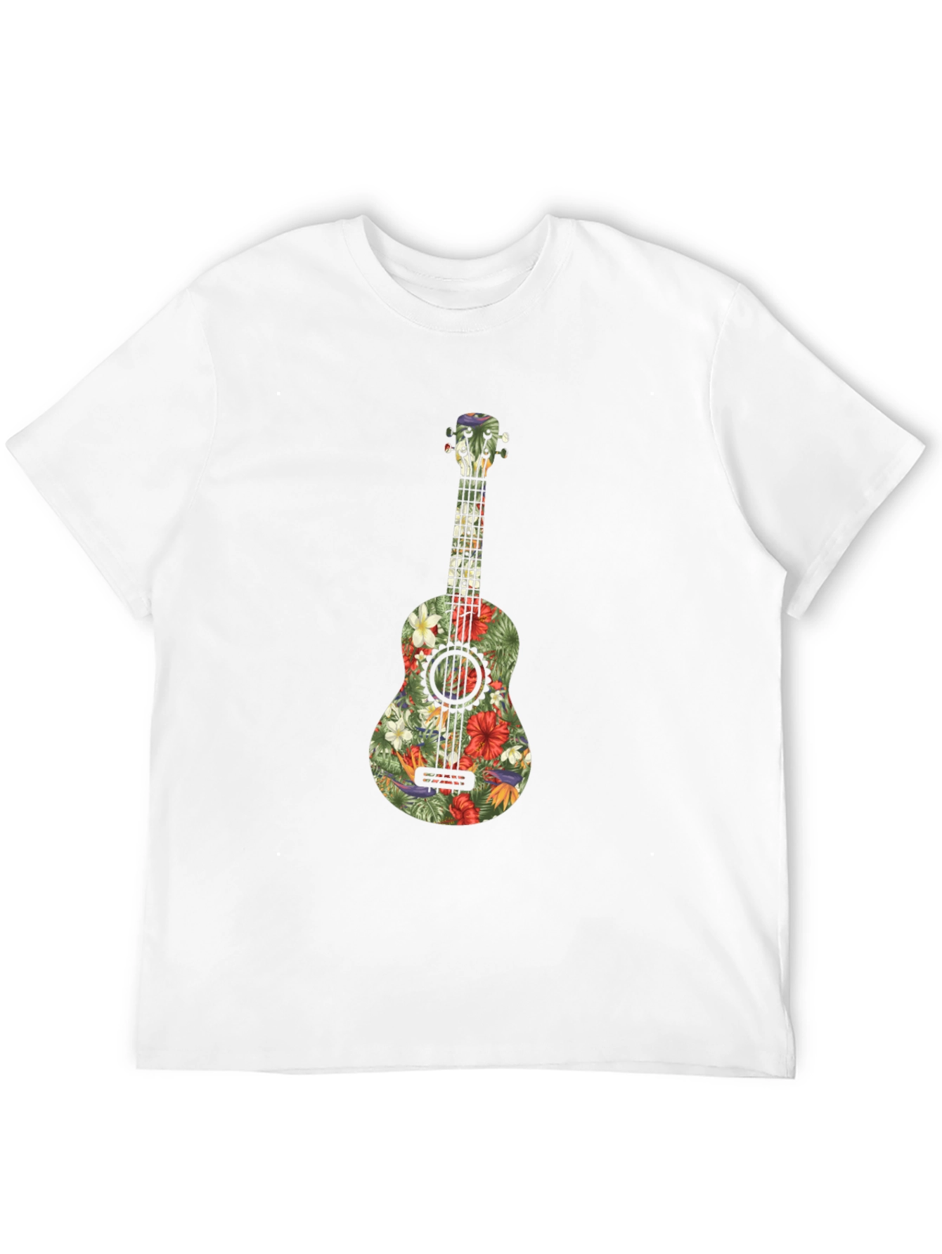 Floral Ukulele Graphic Tee - Tropical Vibes