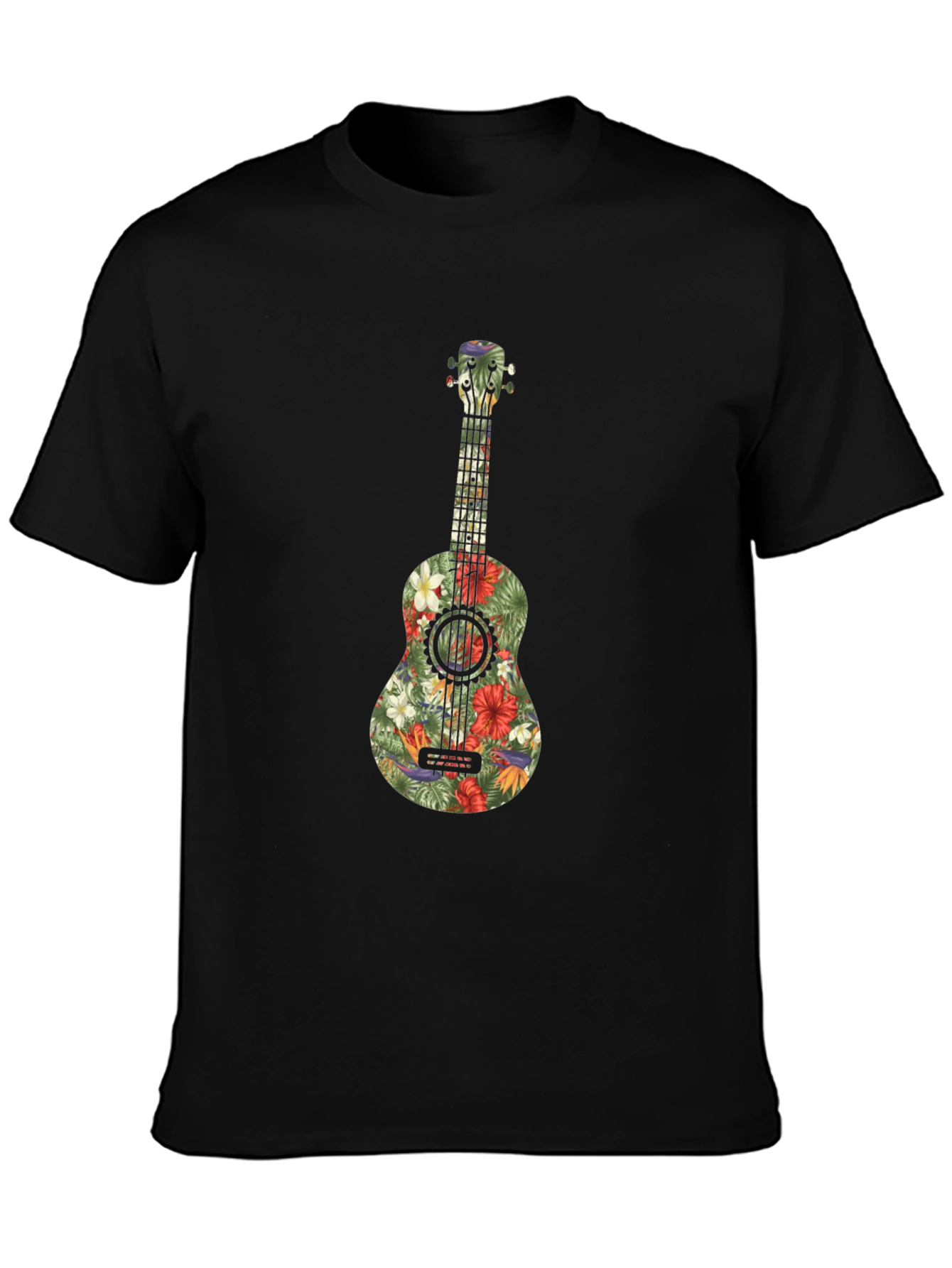 Floral Ukulele Graphic Tee - Tropical Vibes