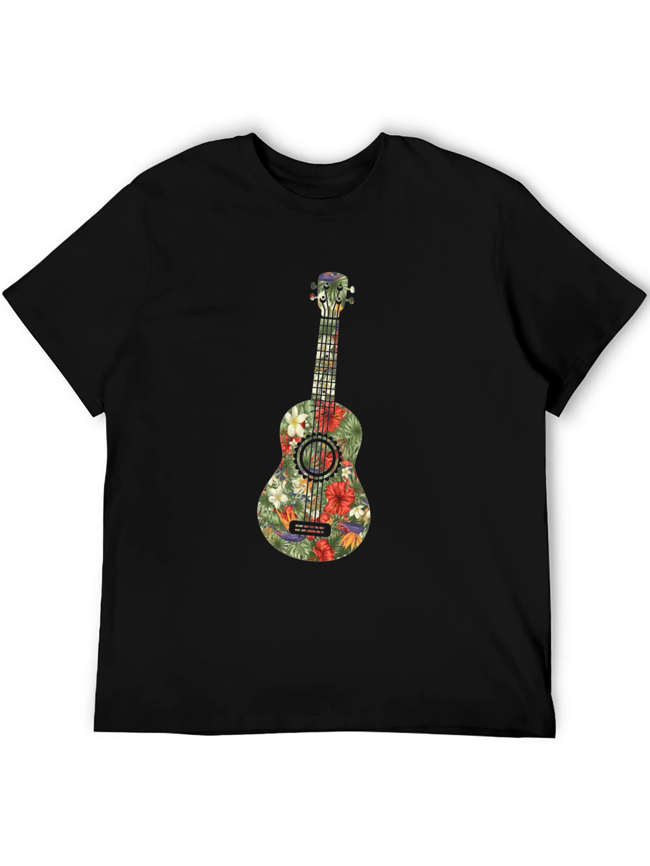 Floral Ukulele Graphic Tee - Tropical Vibes