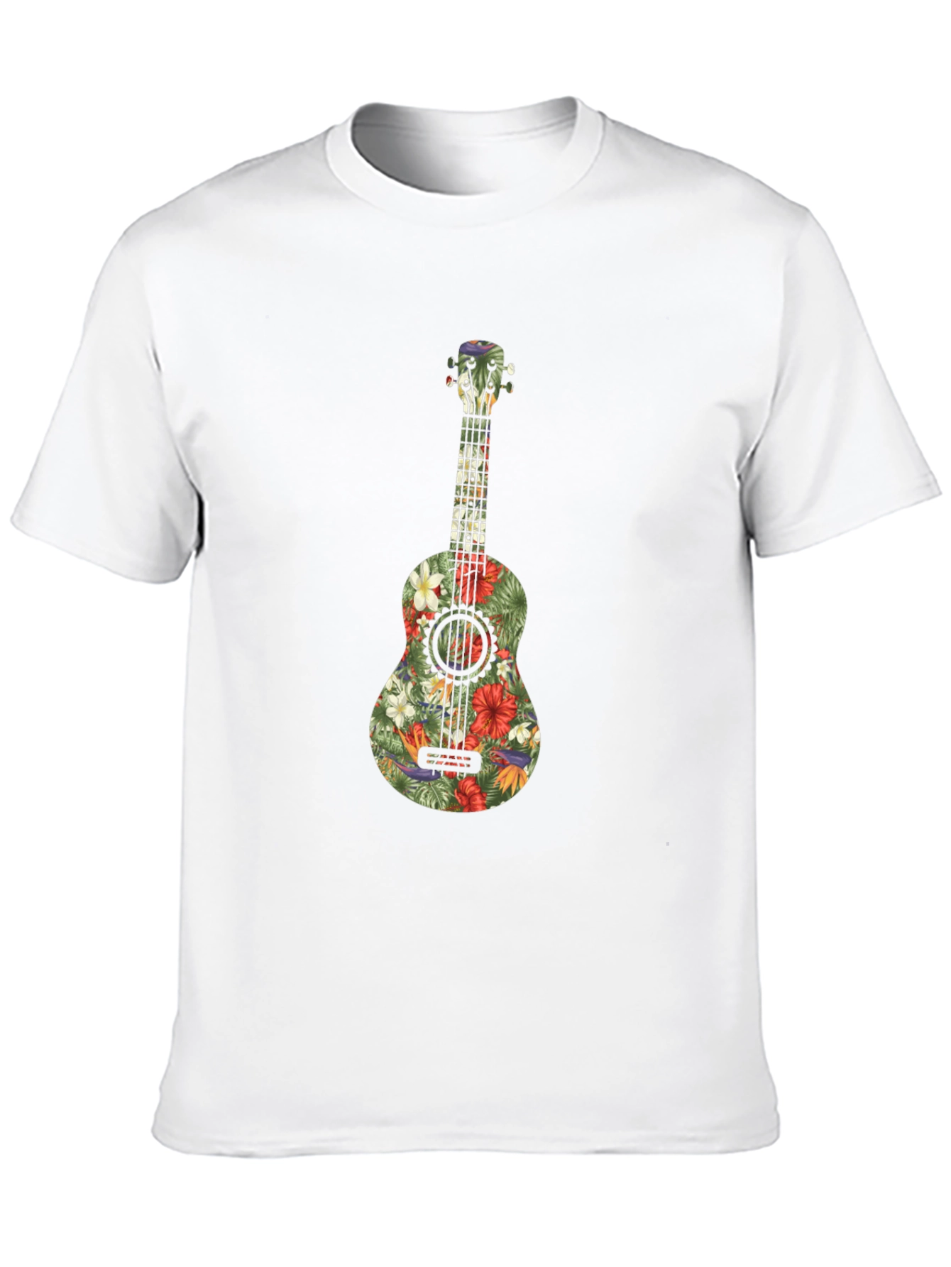 Floral Ukulele Graphic Tee - Tropical Vibes