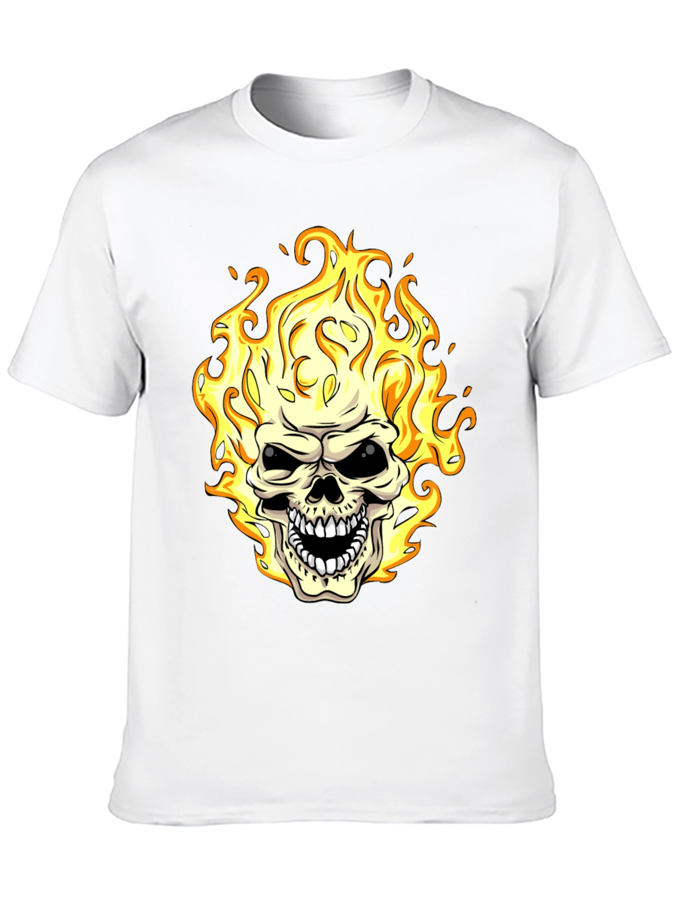 Flaming Skull Graphic Tee - Black T-Shirt