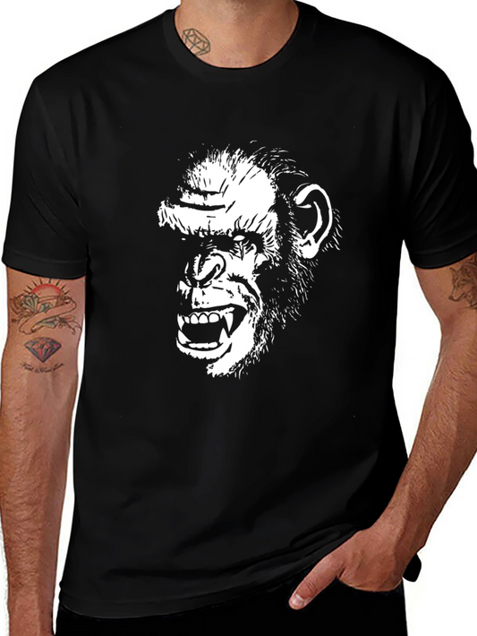 Ape Face Graphic Tee - Mens Black Cotton T-Shirt