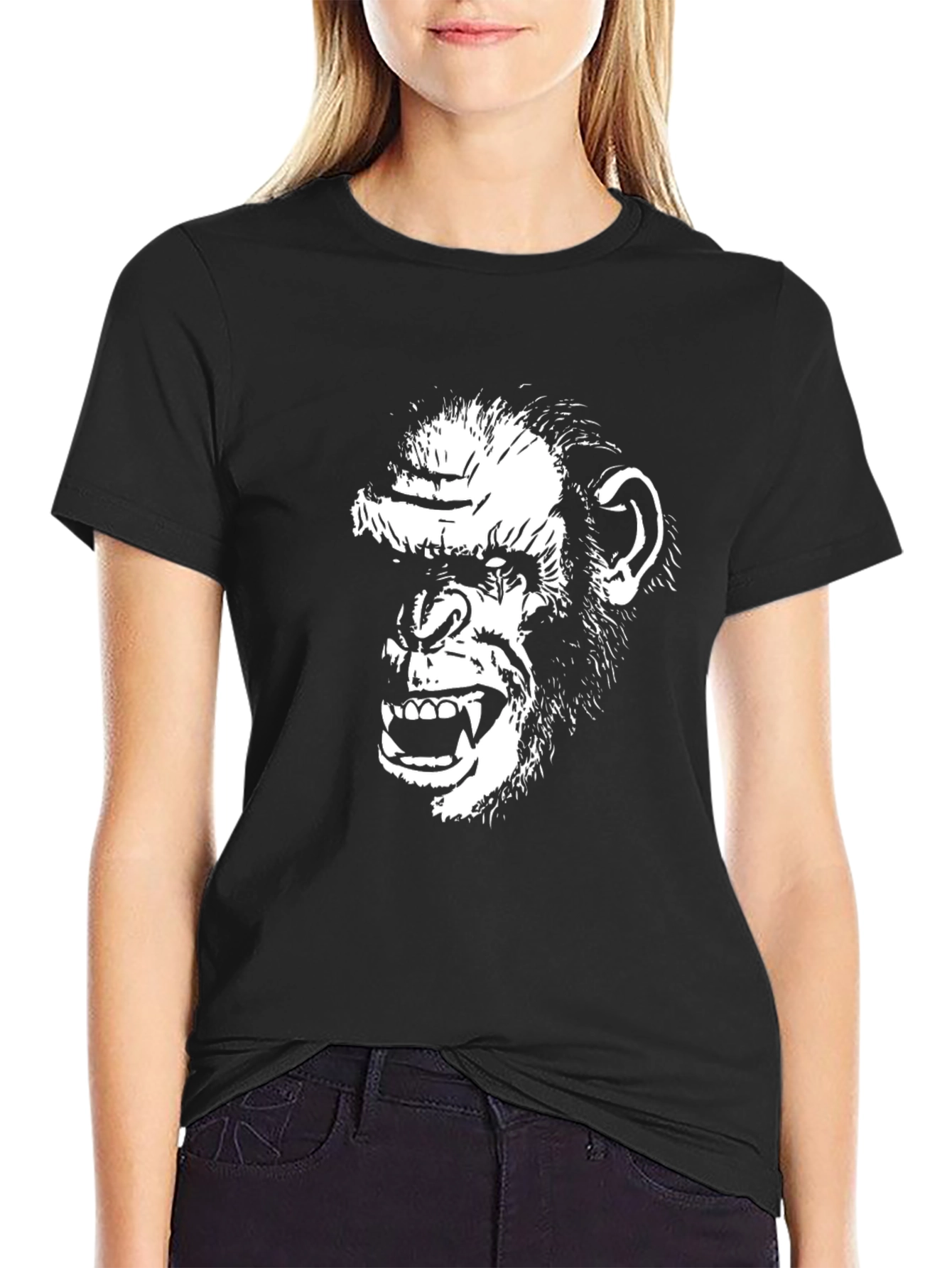 Ape Face Graphic Tee - Mens Black Cotton T-Shirt