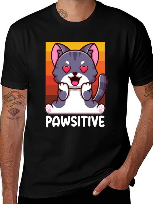 Pawsitive Cat Graphic Tee - Cute & Comfy
