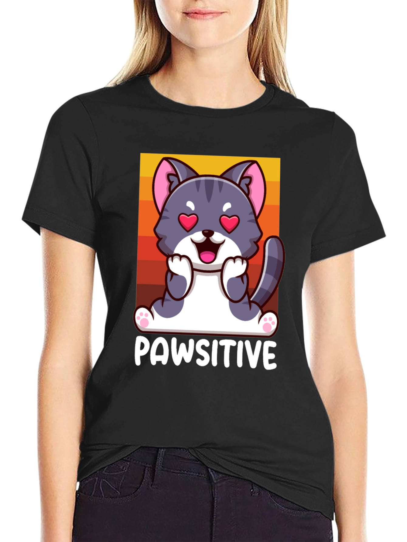 Pawsitive Cat Graphic Tee - Cute & Comfy