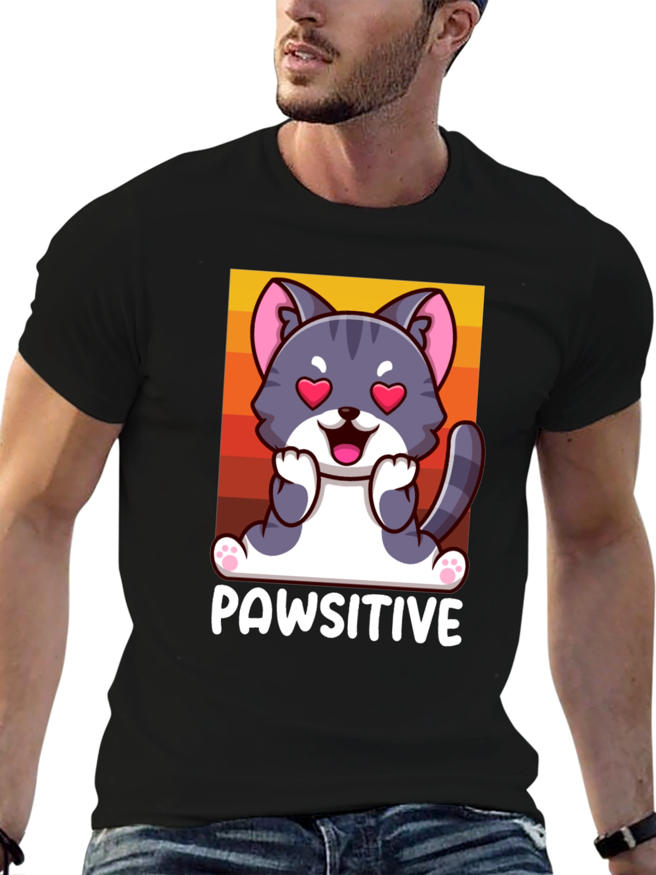 Pawsitive Cat Graphic Tee - Cute & Comfy