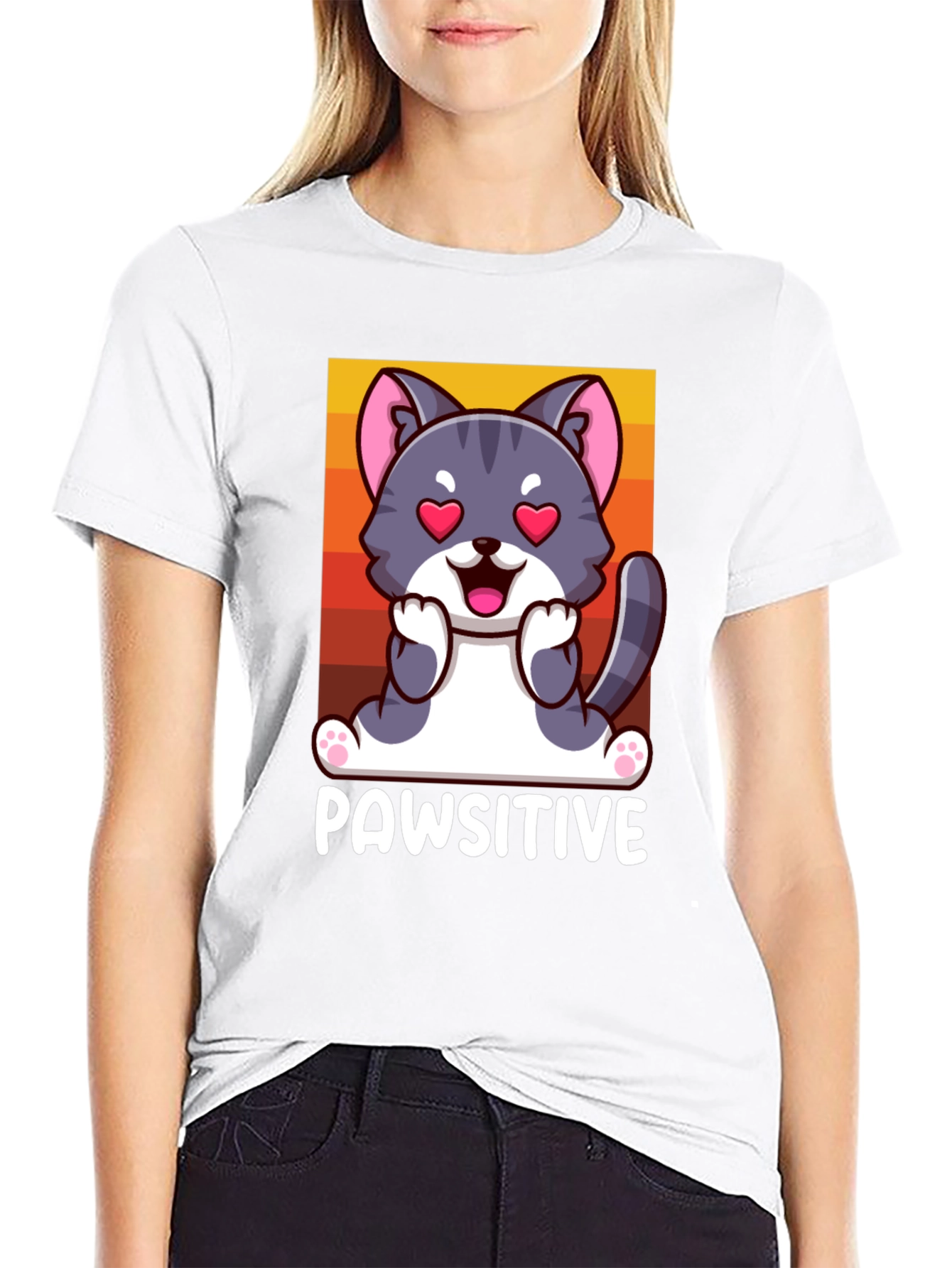 Pawsitive Cat Graphic Tee - Cute & Comfy
