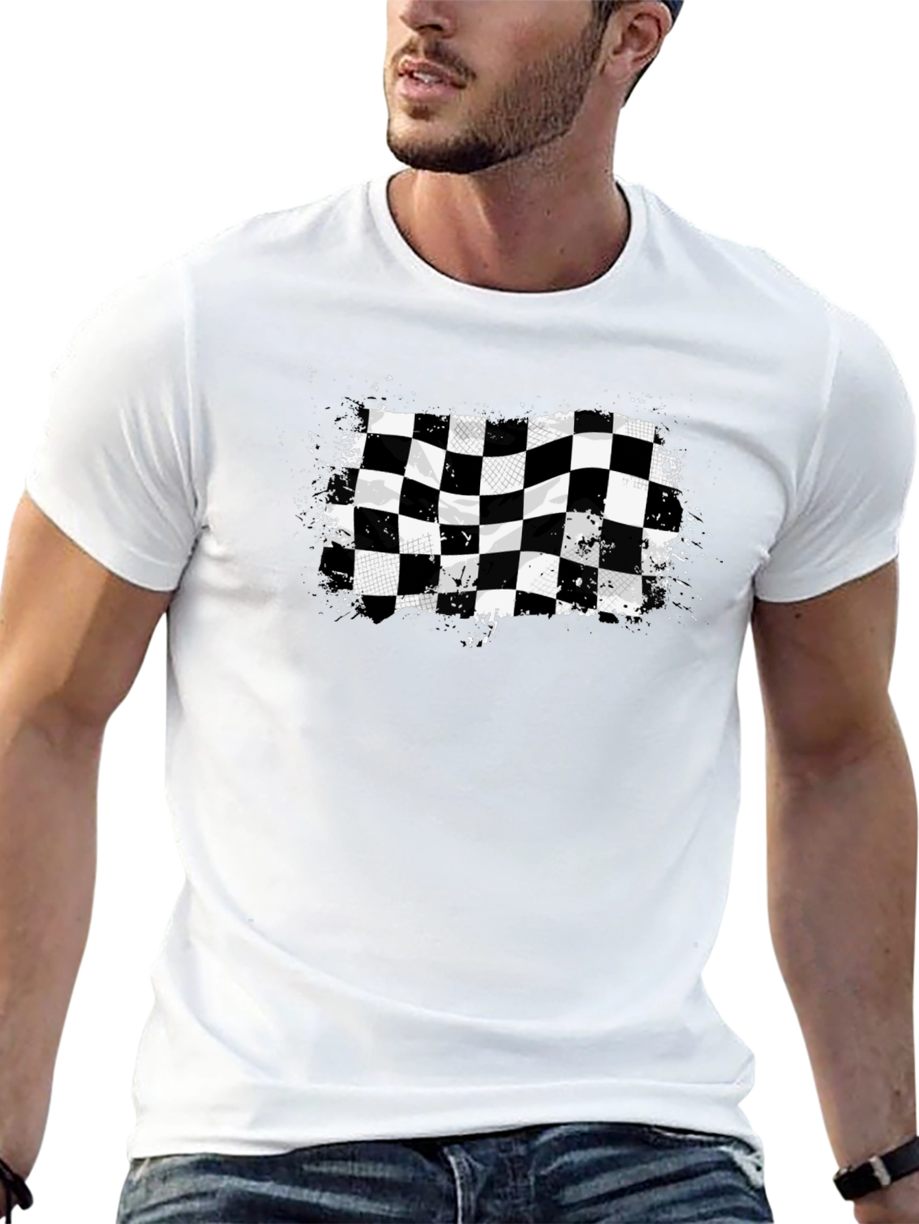 Checkered Flag Graphic Tee - Black