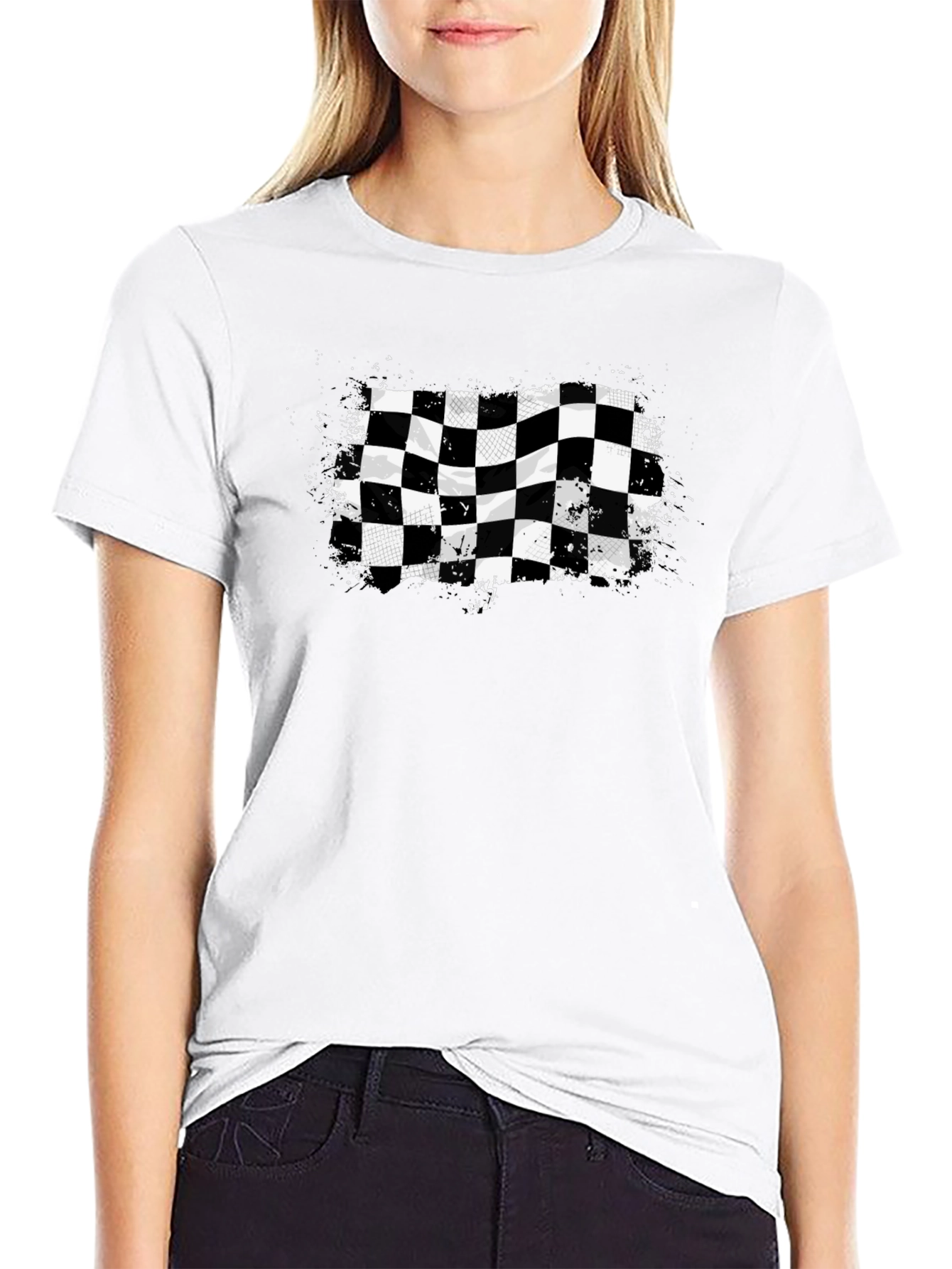 Checkered Flag Graphic Tee - Black