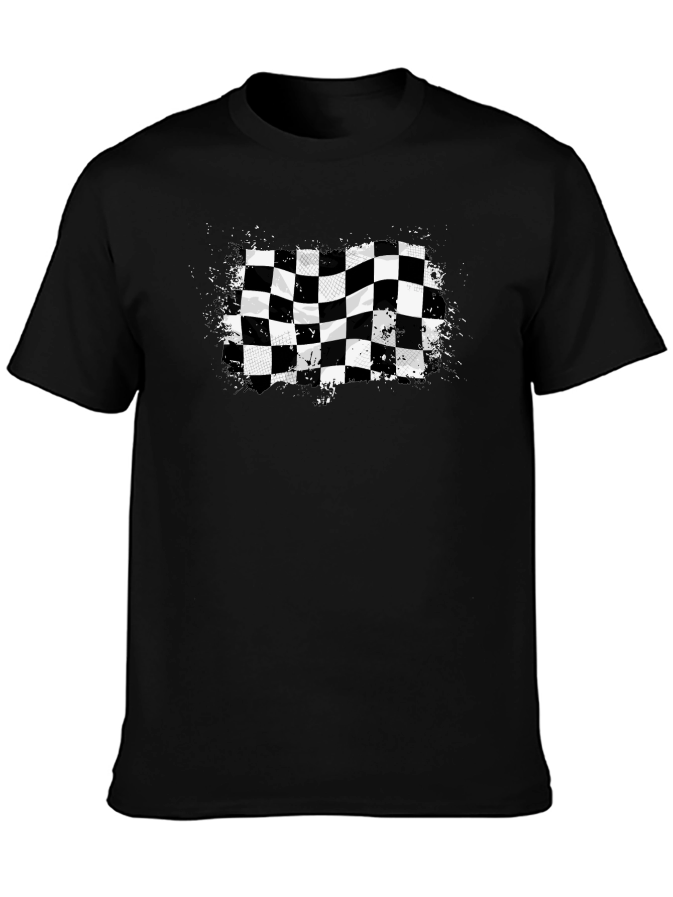 Checkered Flag Graphic Tee - Black
