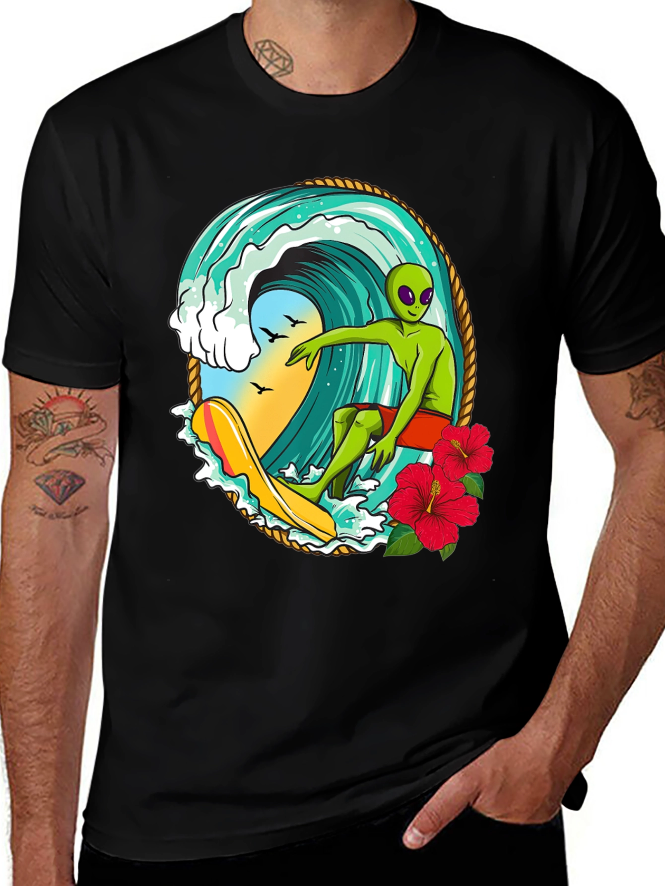 Alien Surfing Wave T-Shirt