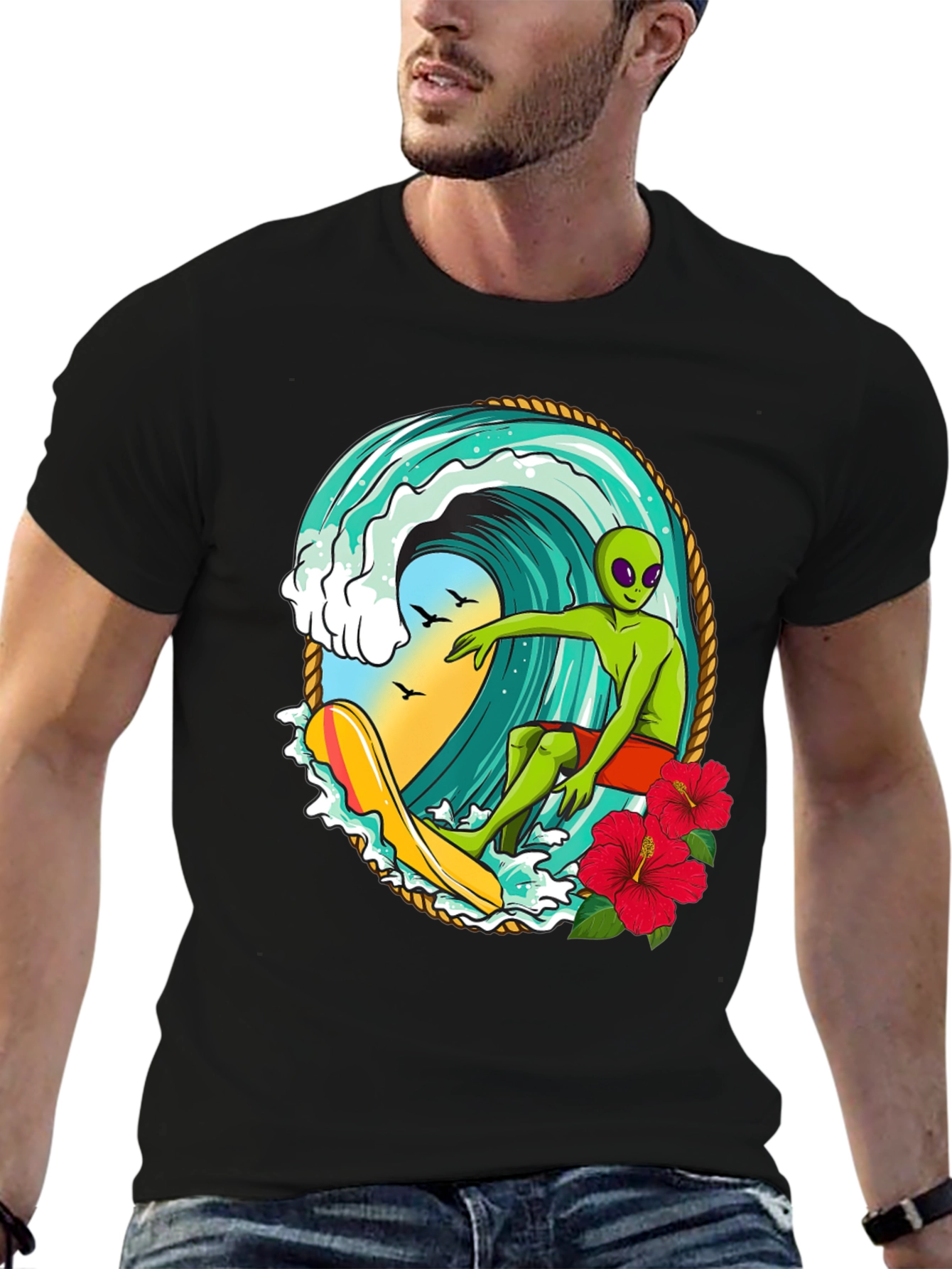 Alien Surfing Wave T-Shirt