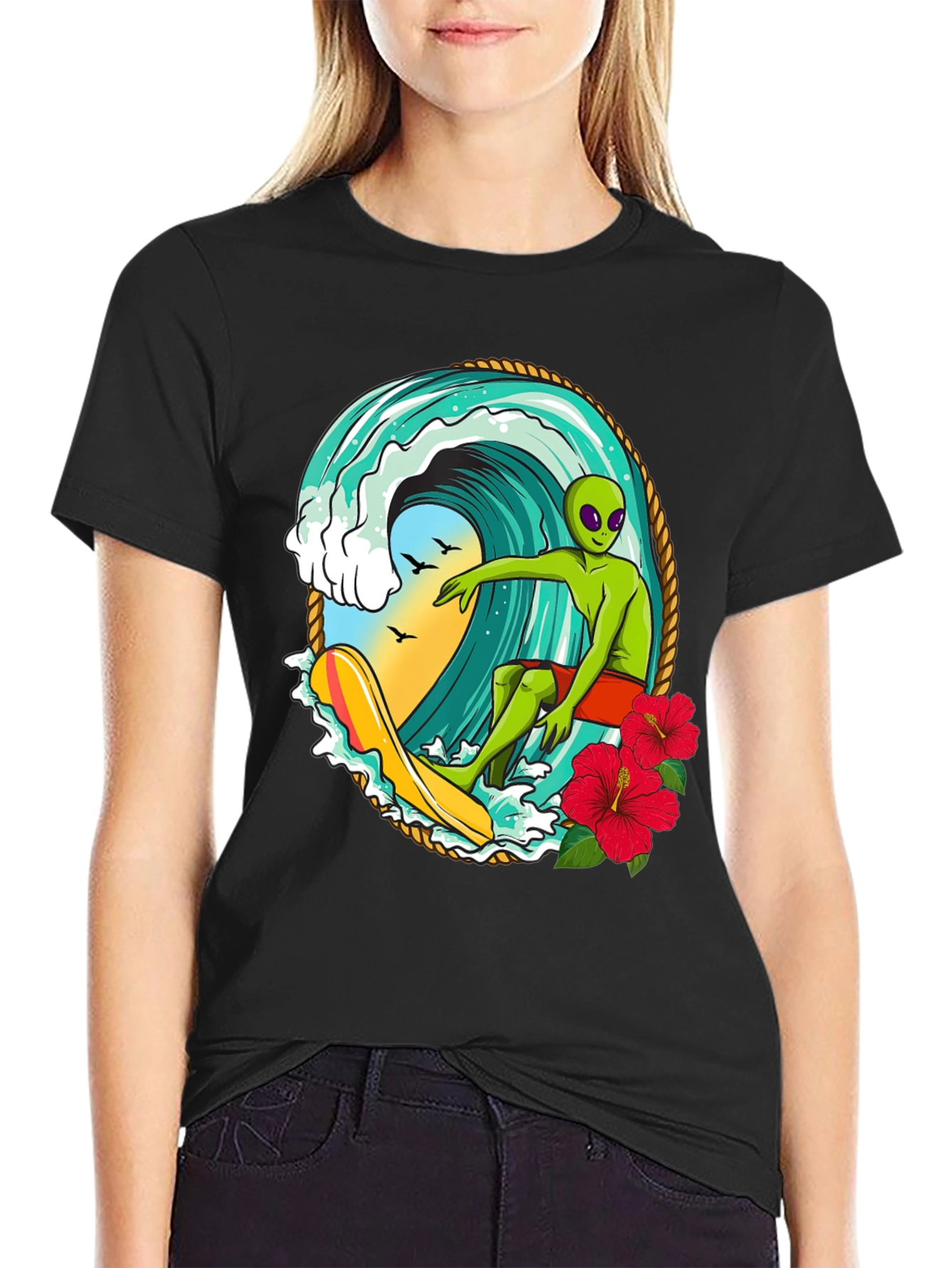 Alien Surfing Wave T-Shirt