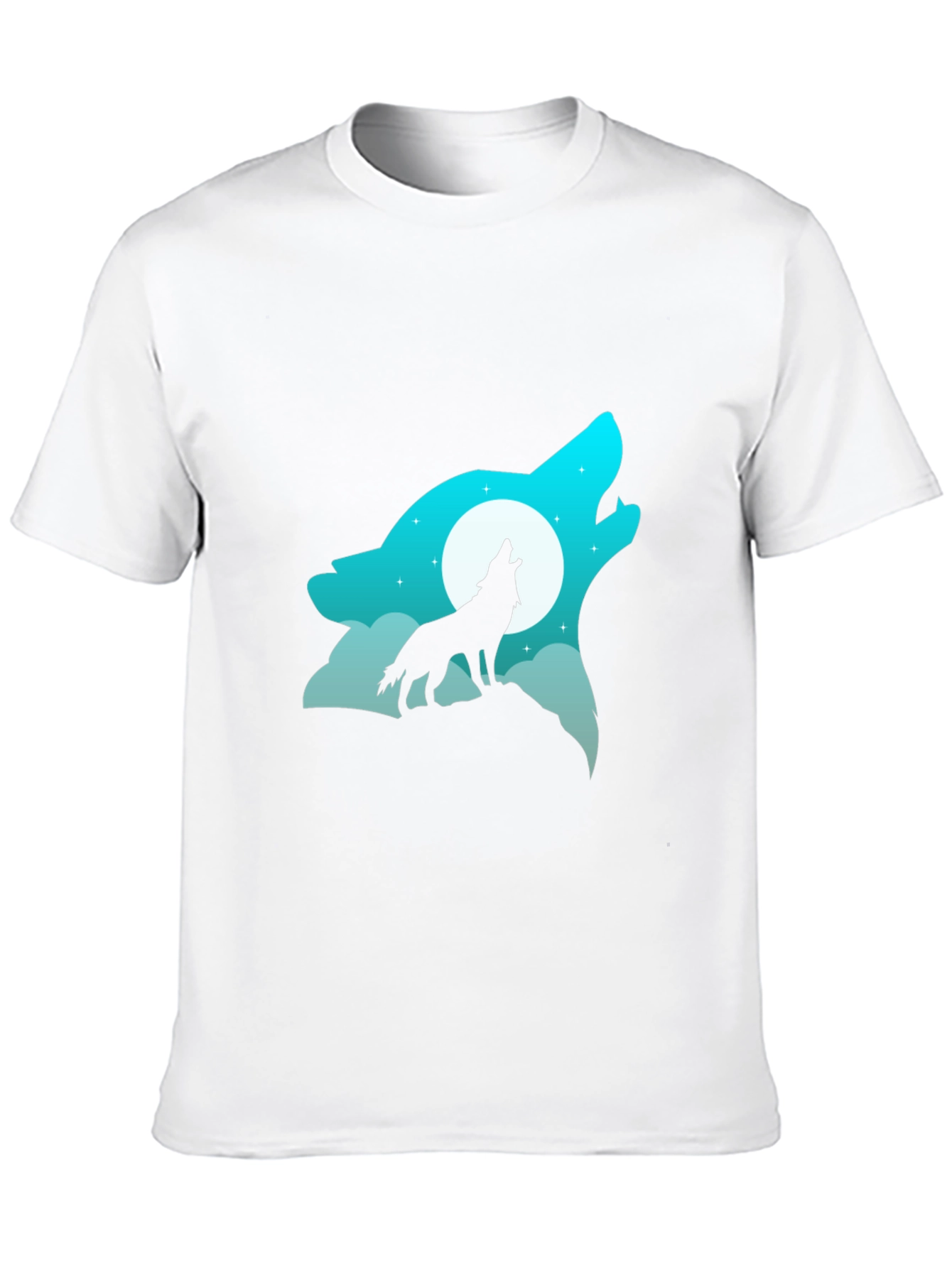 Wolf Howling at Moon Graphic Tee - Black Cotton