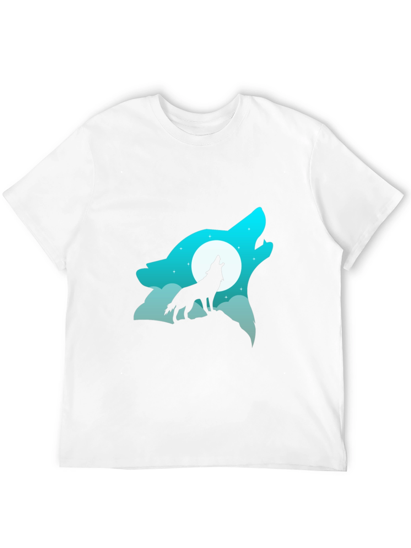 Wolf Howling at Moon Graphic Tee - Black Cotton