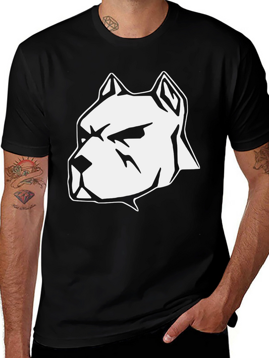 Bold Pitbull Graphic Tee - Black Crew Neck T-Shirt