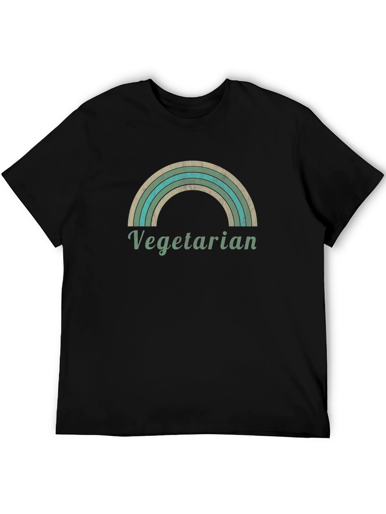 Vegetarian Rainbow Graphic T-Shirt - Unisex Black Tee