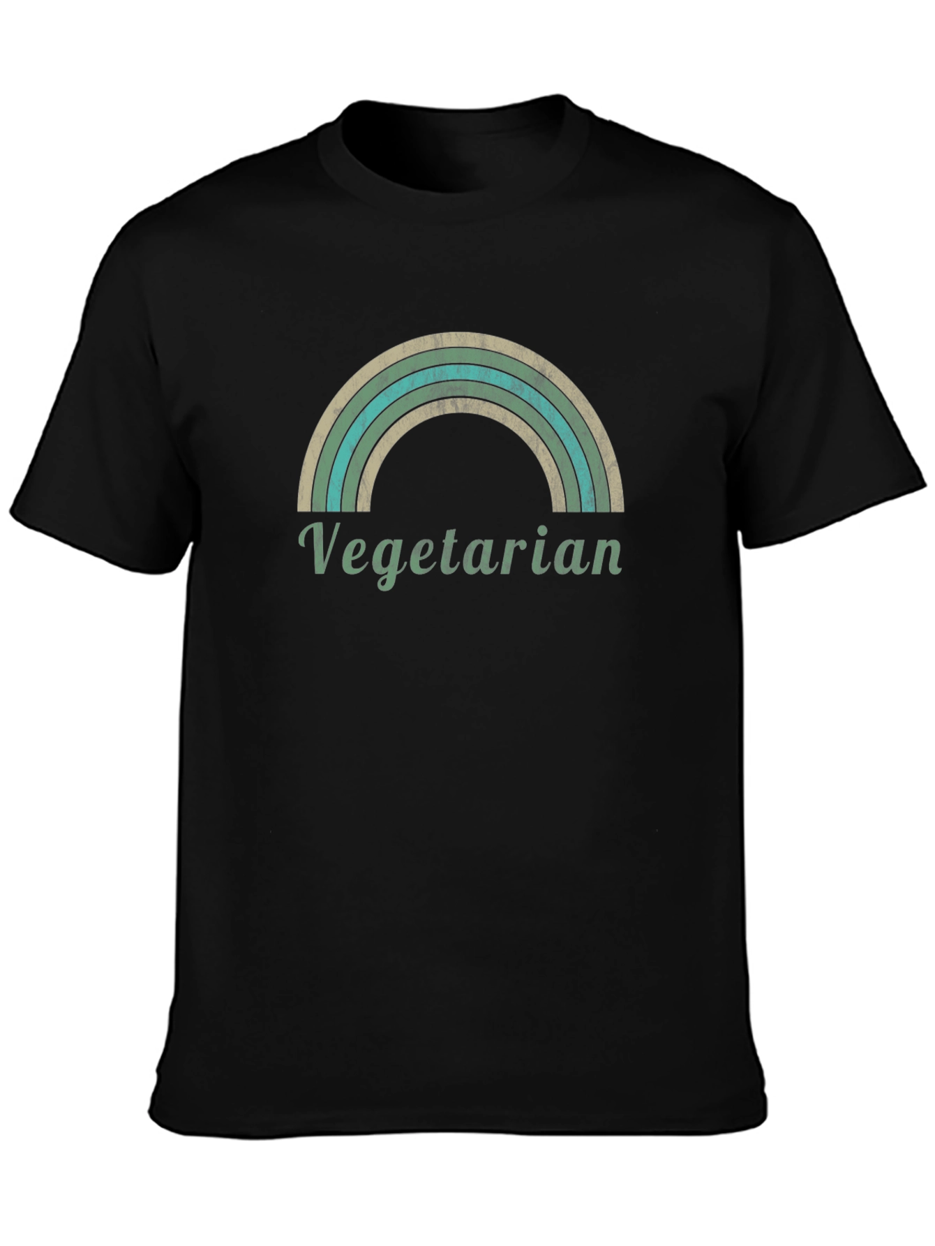 Vegetarian Rainbow Graphic T-Shirt - Unisex Black Tee