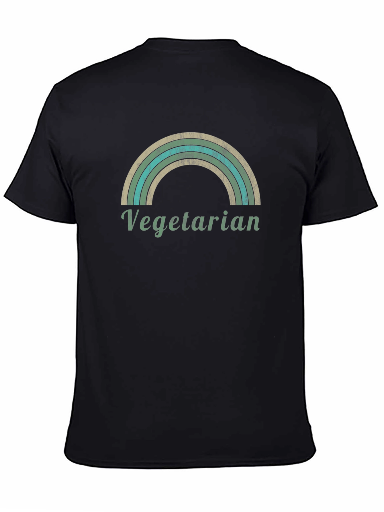 Vegetarian Rainbow Graphic T-Shirt - Unisex Black Tee