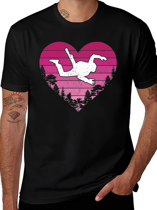 Skydiver Heart Graphic Tee - Adventure Lovers Shirt