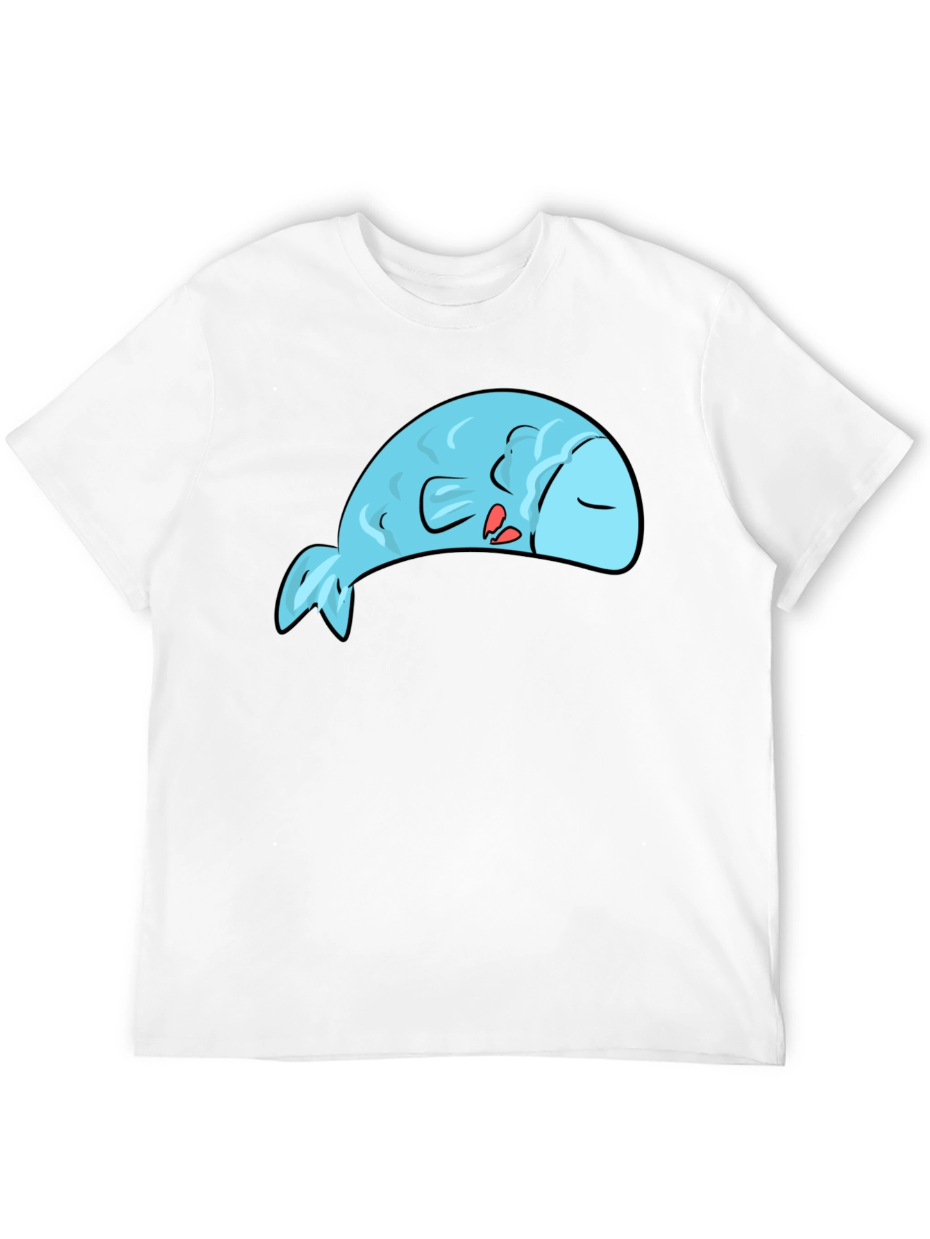 Sleeping Blue Fish Graphic Tee - Novelty T-Shirt