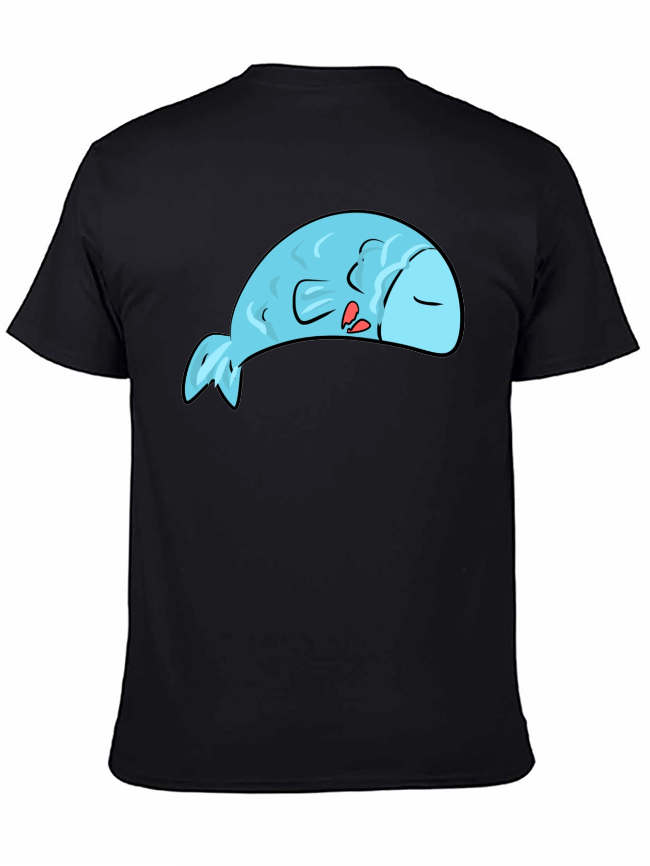Sleeping Blue Fish Graphic Tee - Novelty T-Shirt