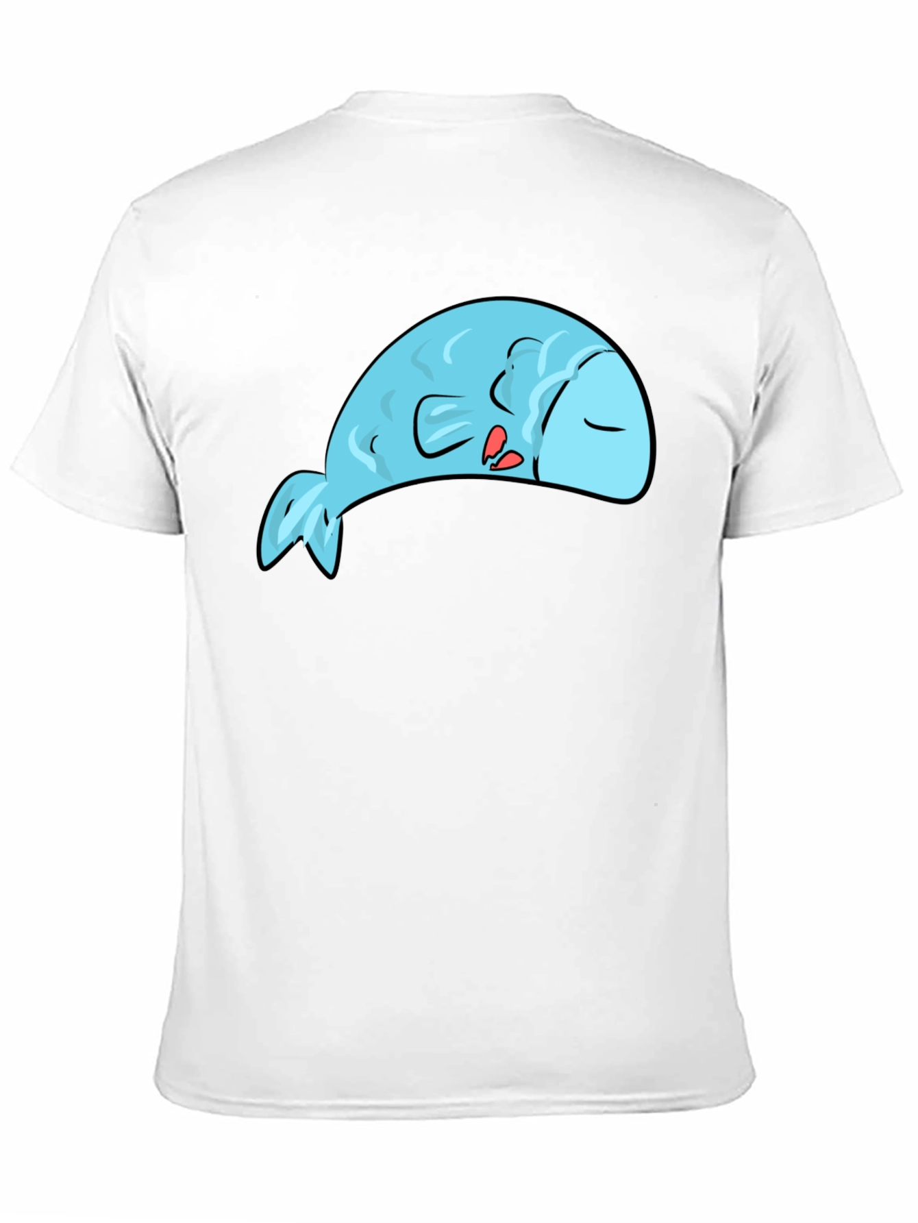 Sleeping Blue Fish Graphic Tee - Novelty T-Shirt
