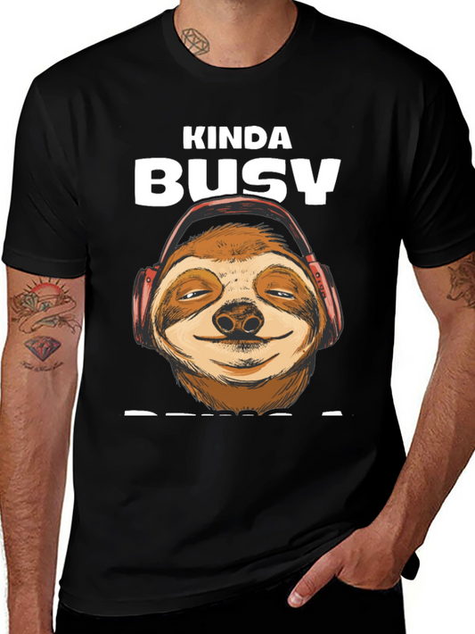 Kinda Busy Listening Sloth T-Shirt