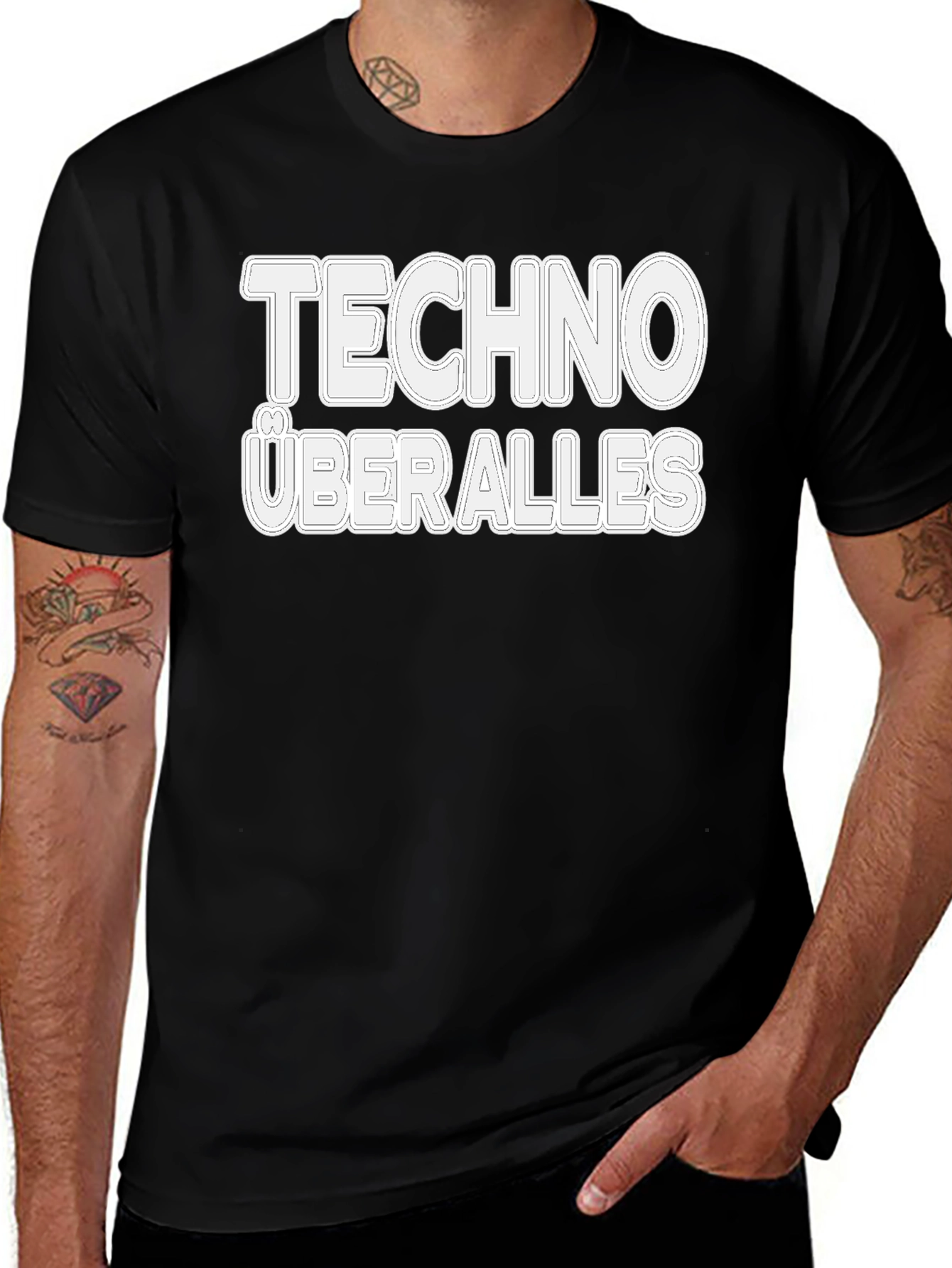 Techno Überalles Black Graphic T-Shirt