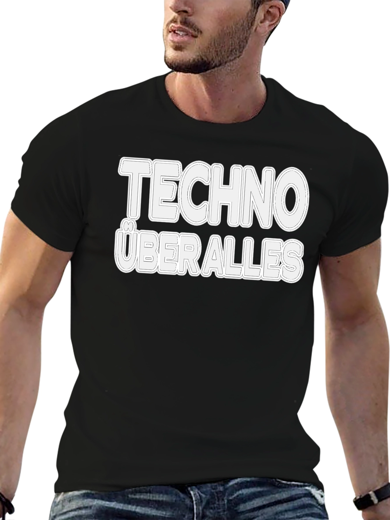 Techno Überalles Black Graphic T-Shirt