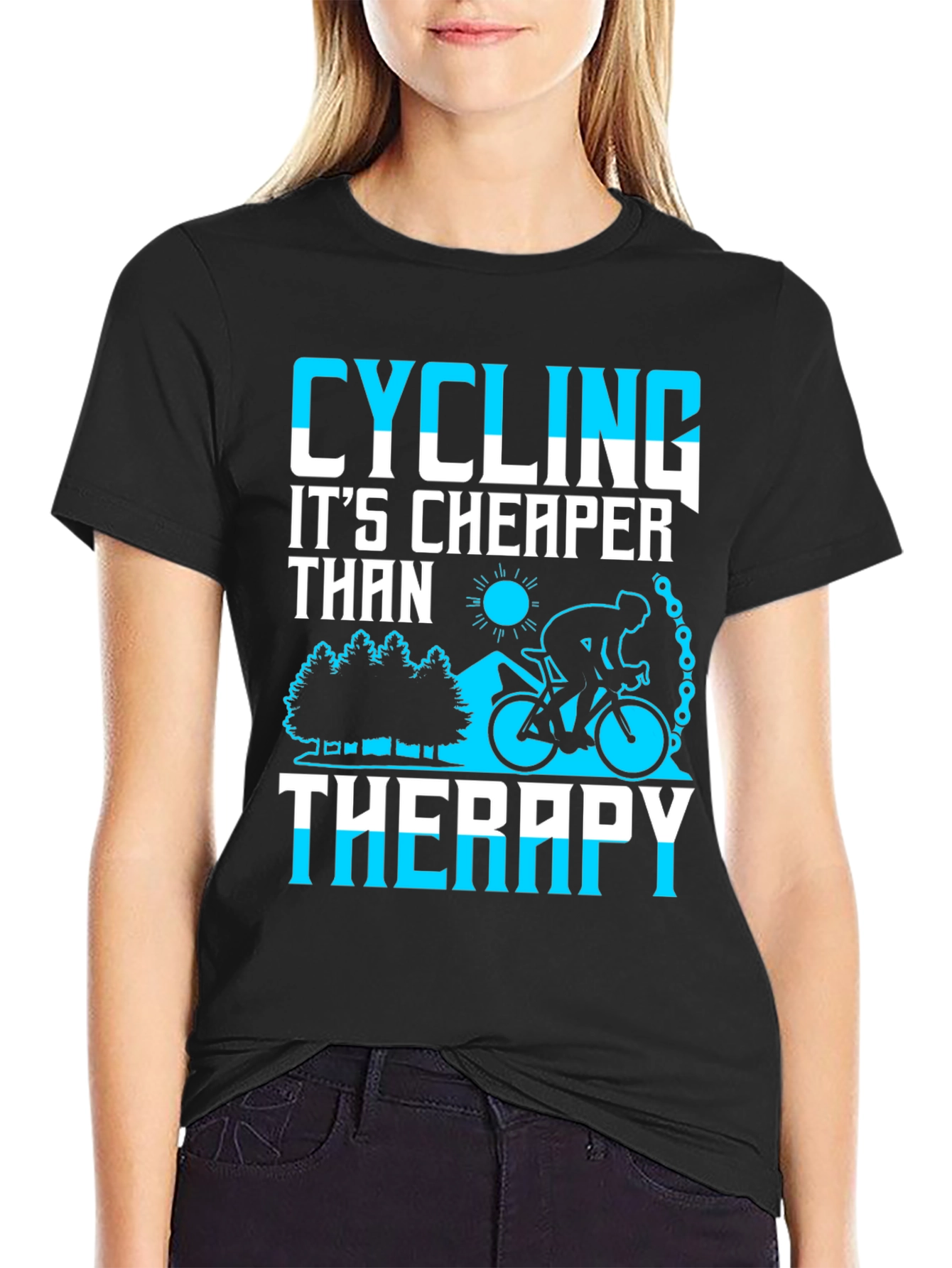 Cycling Cheaper Than Therapy Graphic Tee