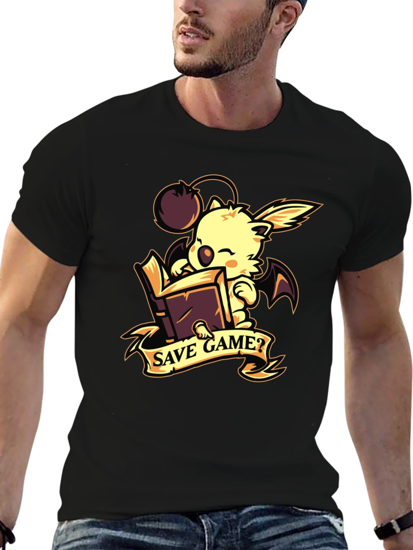 Save Game? Moogle Black Graphic Tee