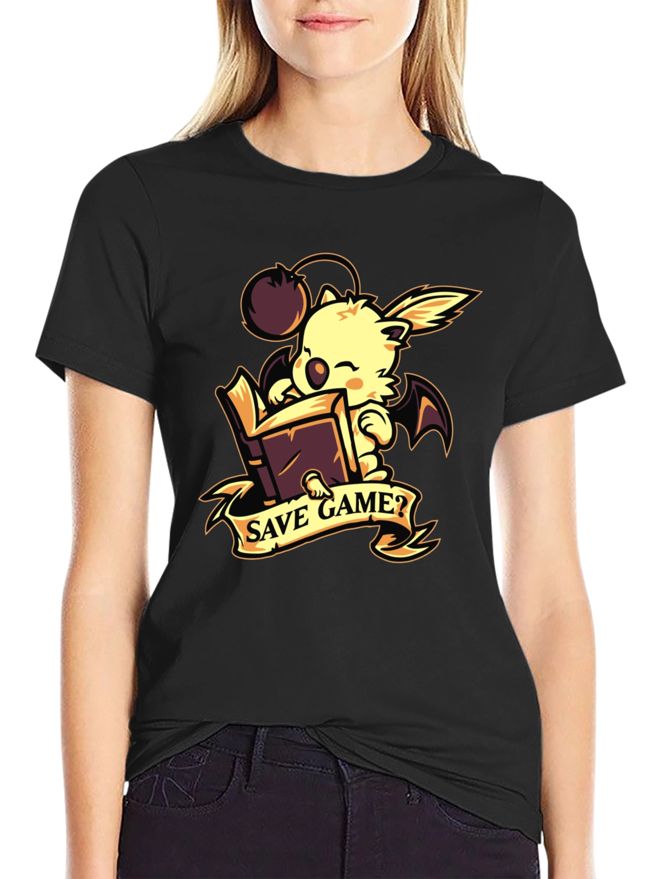 Save Game? Moogle Black Graphic Tee
