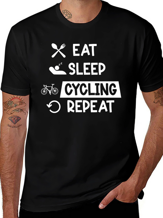 Eat Sleep Cycling Repeat Black T-Shirt