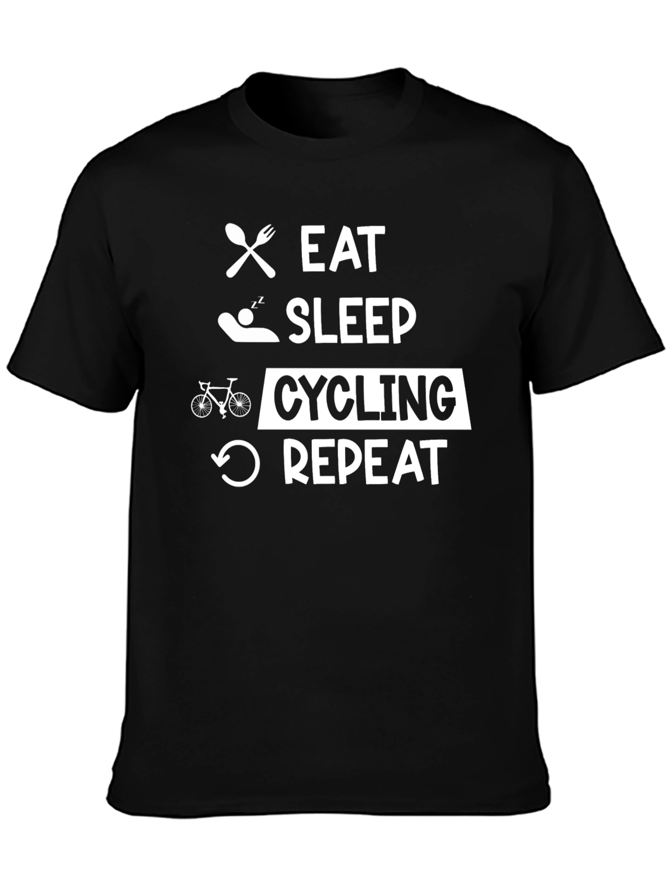Eat Sleep Cycling Repeat Black T-Shirt