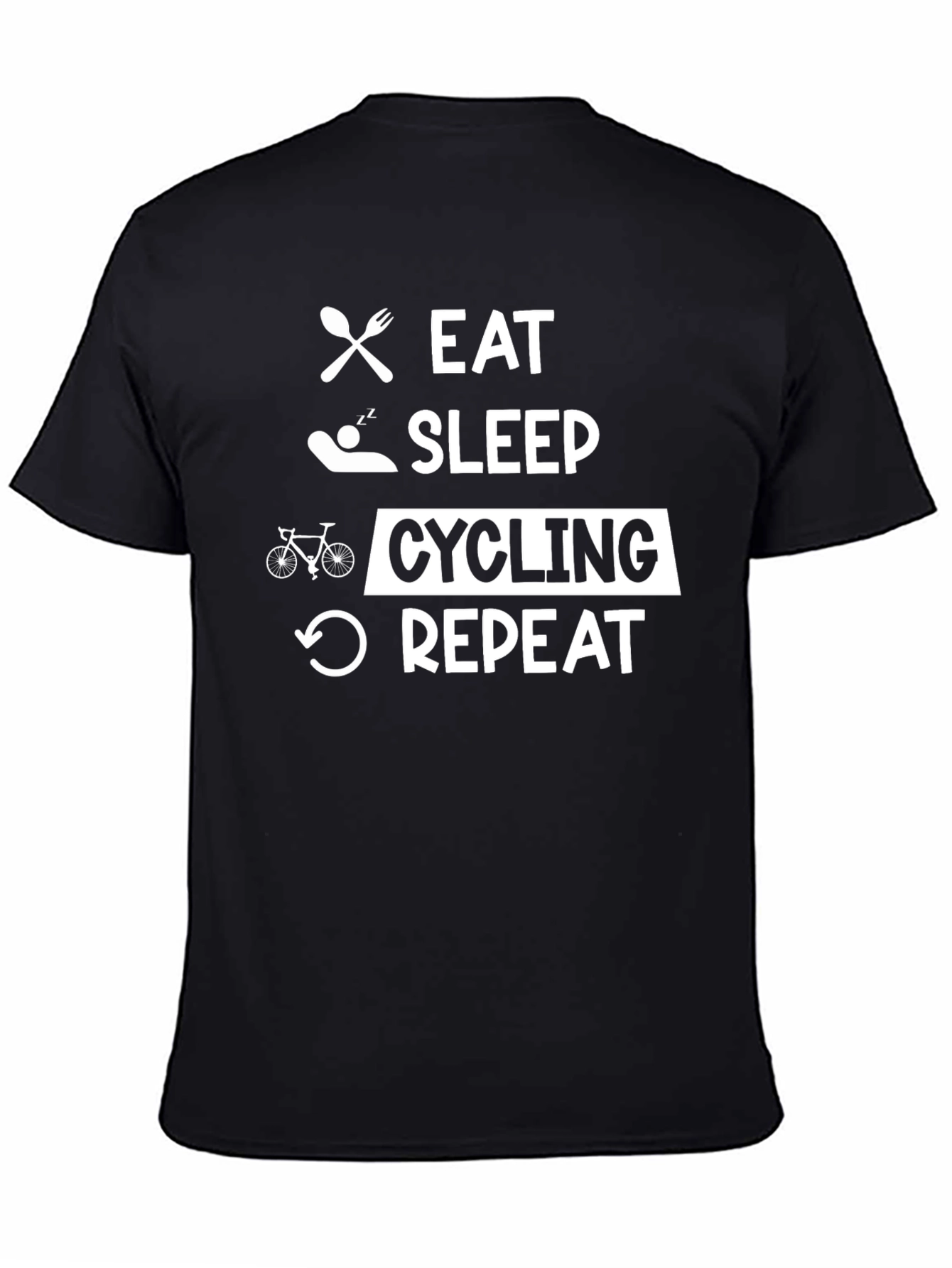 Eat Sleep Cycling Repeat Black T-Shirt