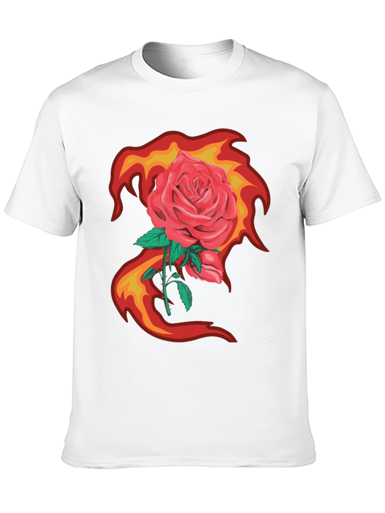 Rose in Flames Graphic Tee - Bold Streetwear