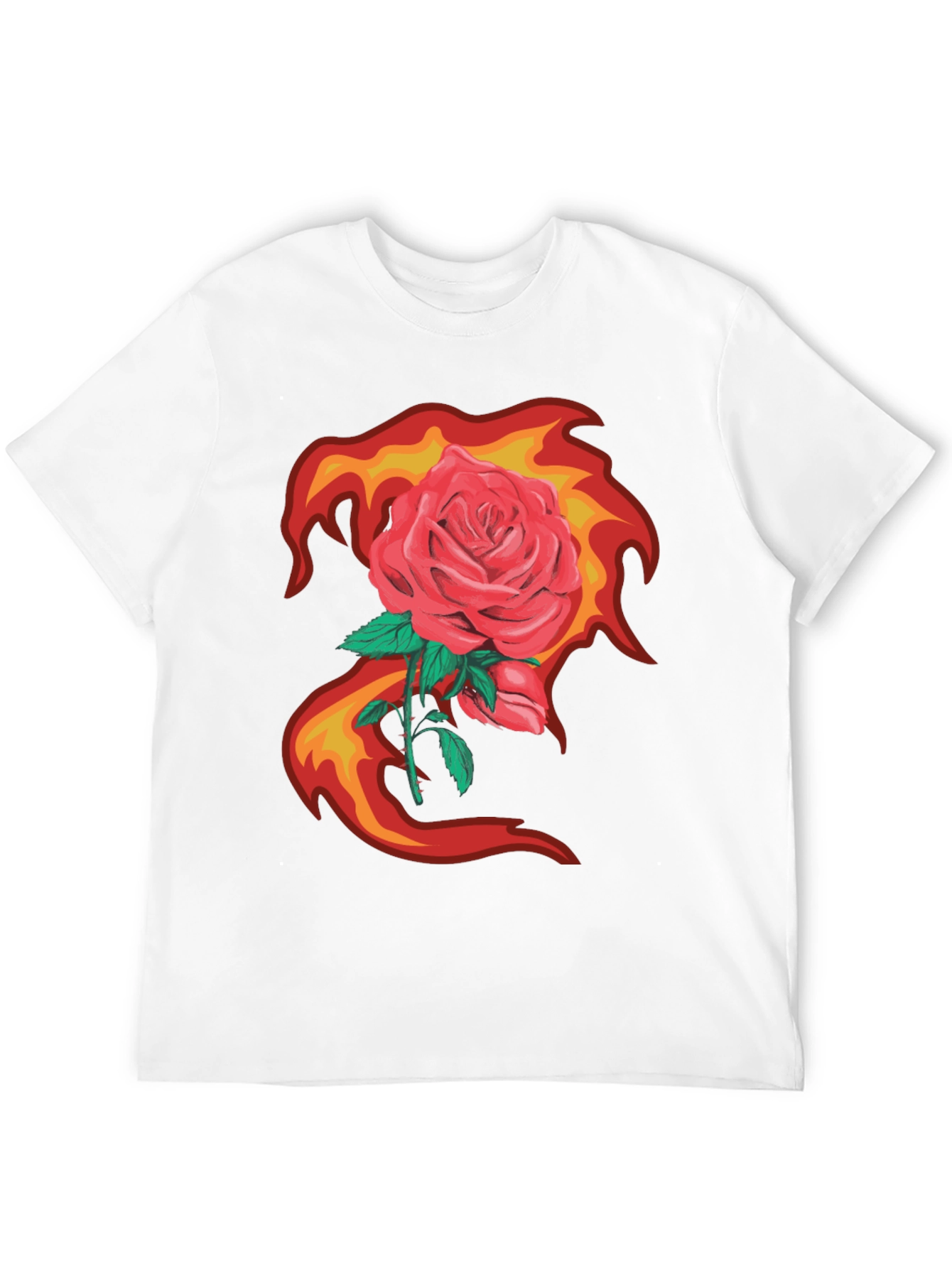 Rose in Flames Graphic Tee - Bold Streetwear