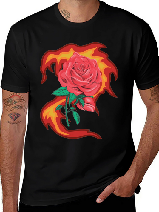 Rose in Flames Graphic Tee - Bold Streetwear