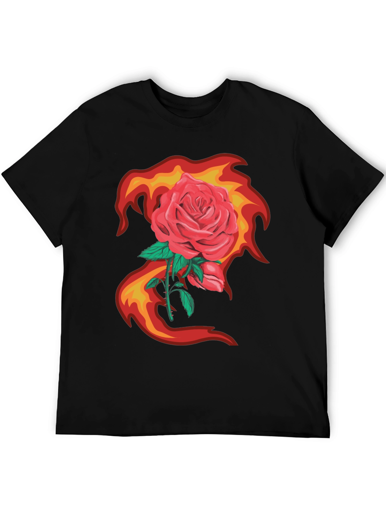 Rose in Flames Graphic Tee - Bold Streetwear
