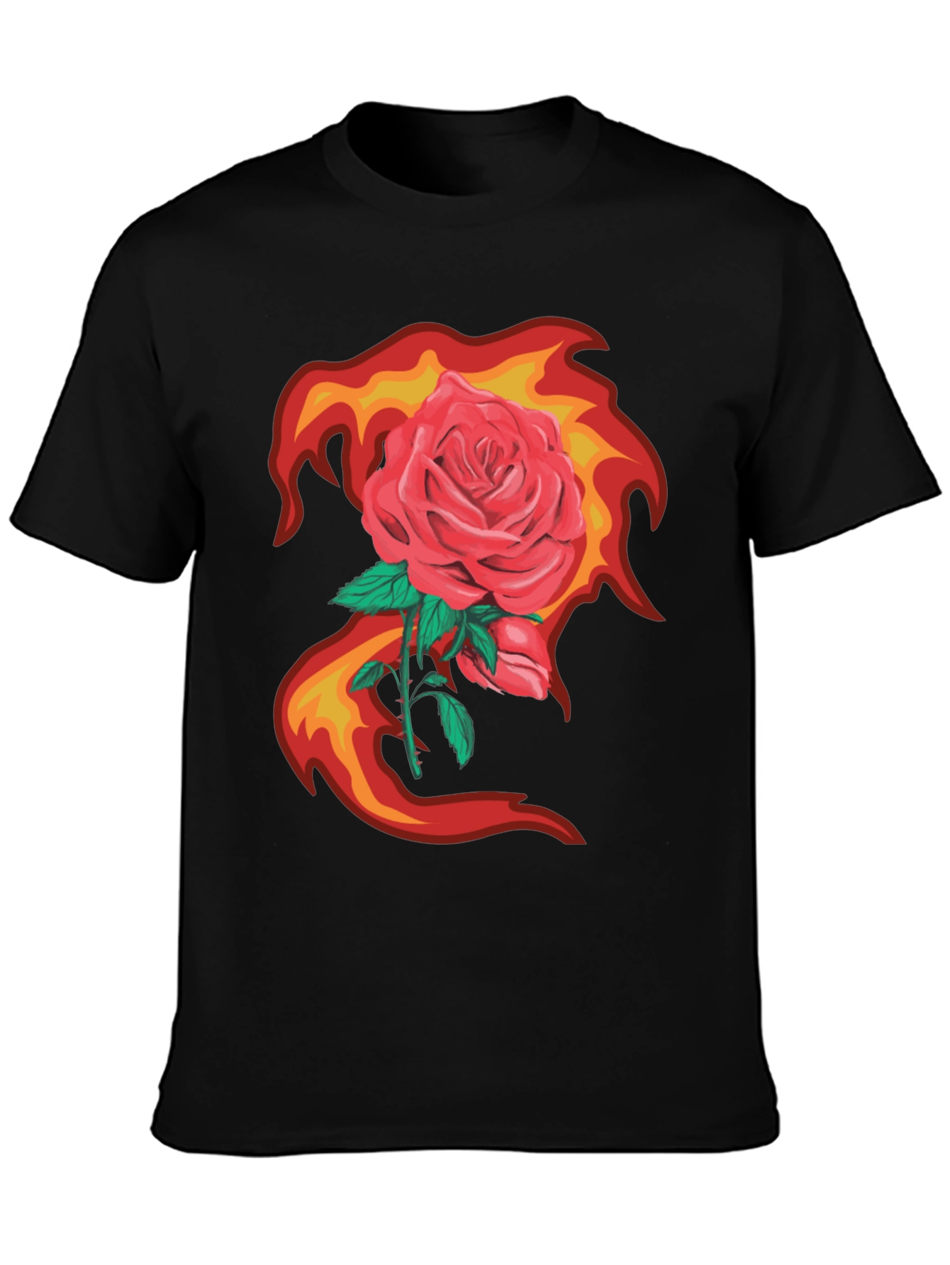 Rose in Flames Graphic Tee - Bold Streetwear
