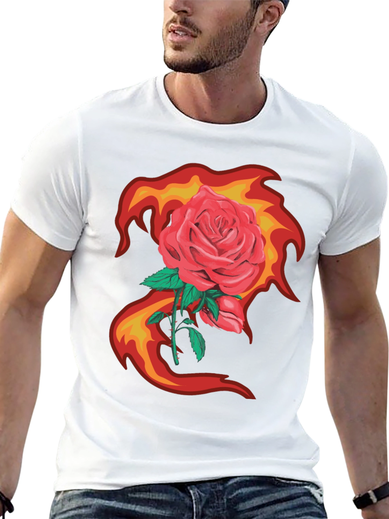 Rose in Flames Graphic Tee - Bold Streetwear
