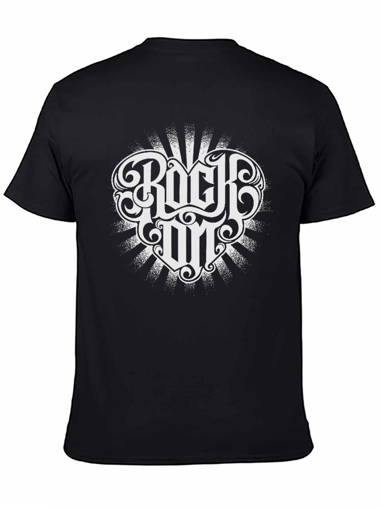 Rock On Black T-Shirt with White Graphic
