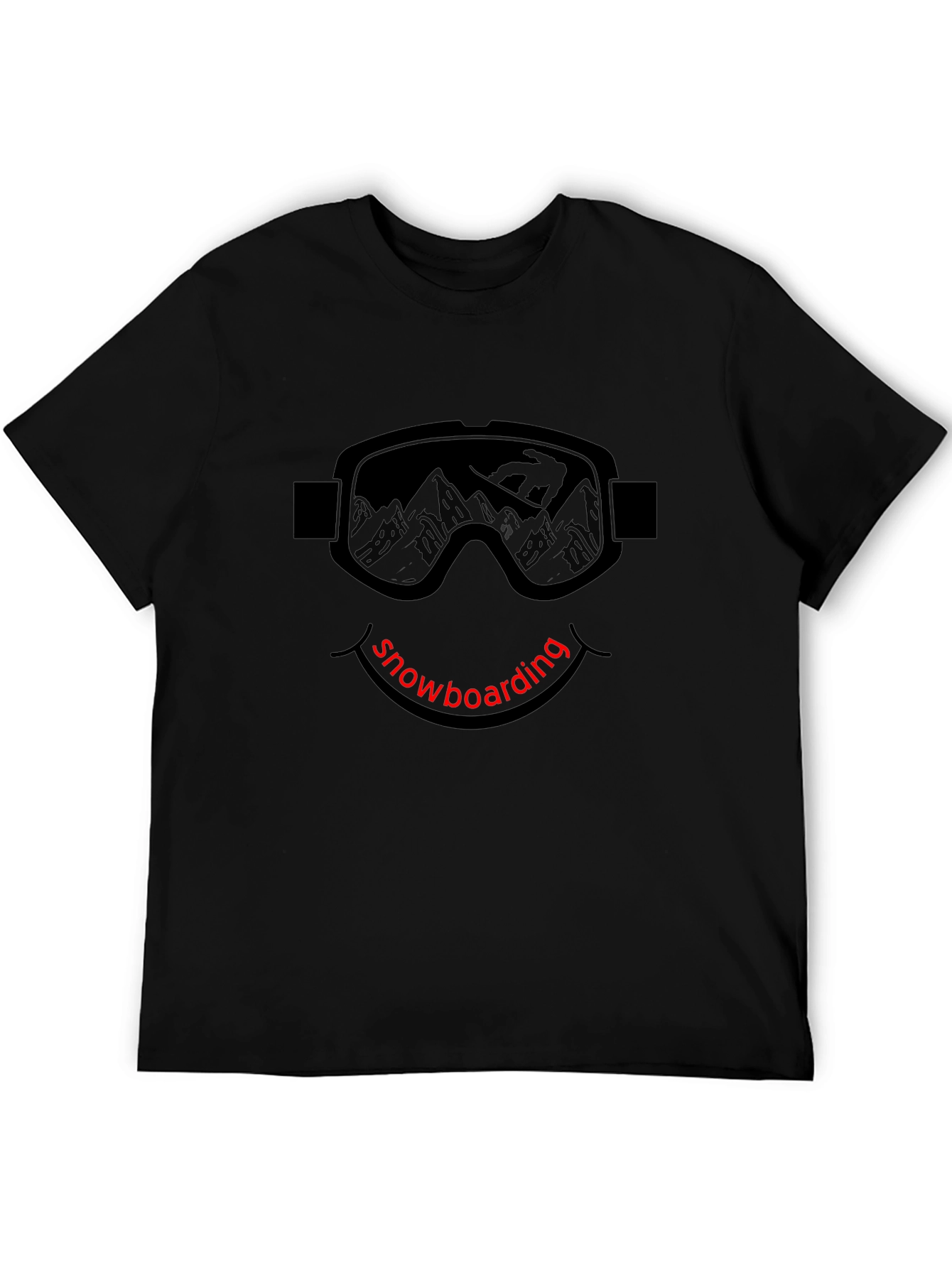 Snowboarding Goggles Graphic Black T-Shirt