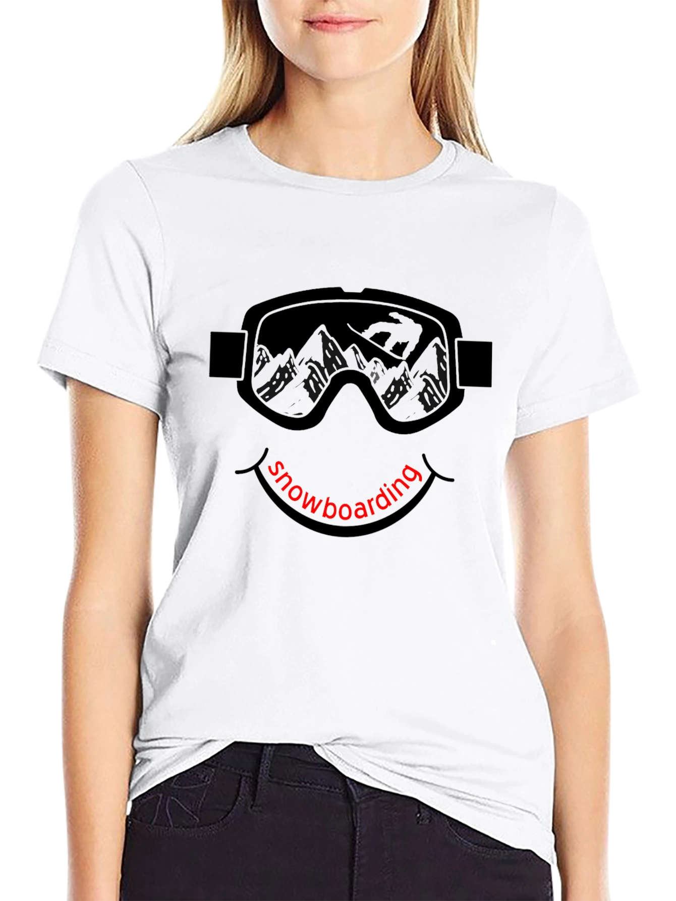 Snowboarding Goggles Graphic Black T-Shirt