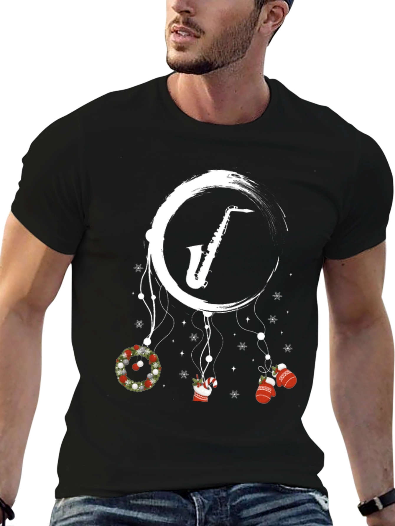 Festive Saxophone Christmas T-Shirt