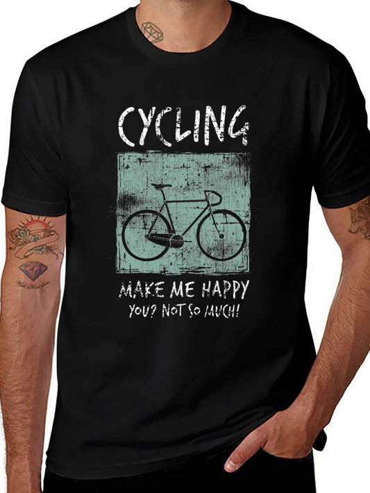 Cycling Makes Me Happy T-Shirt - Black