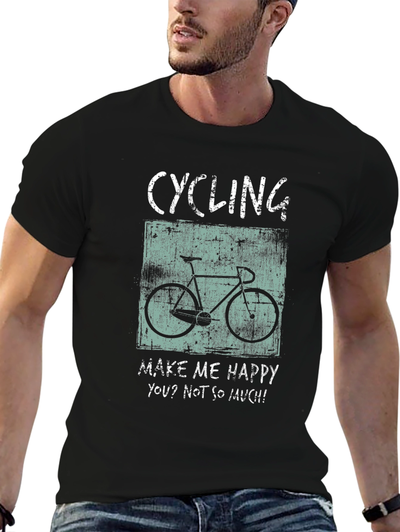 Cycling Makes Me Happy T-Shirt - Black