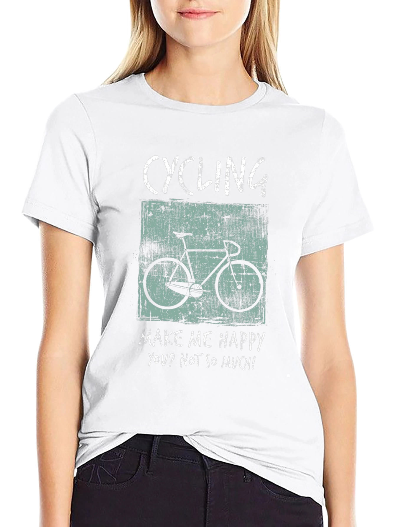 Cycling Makes Me Happy T-Shirt - Black