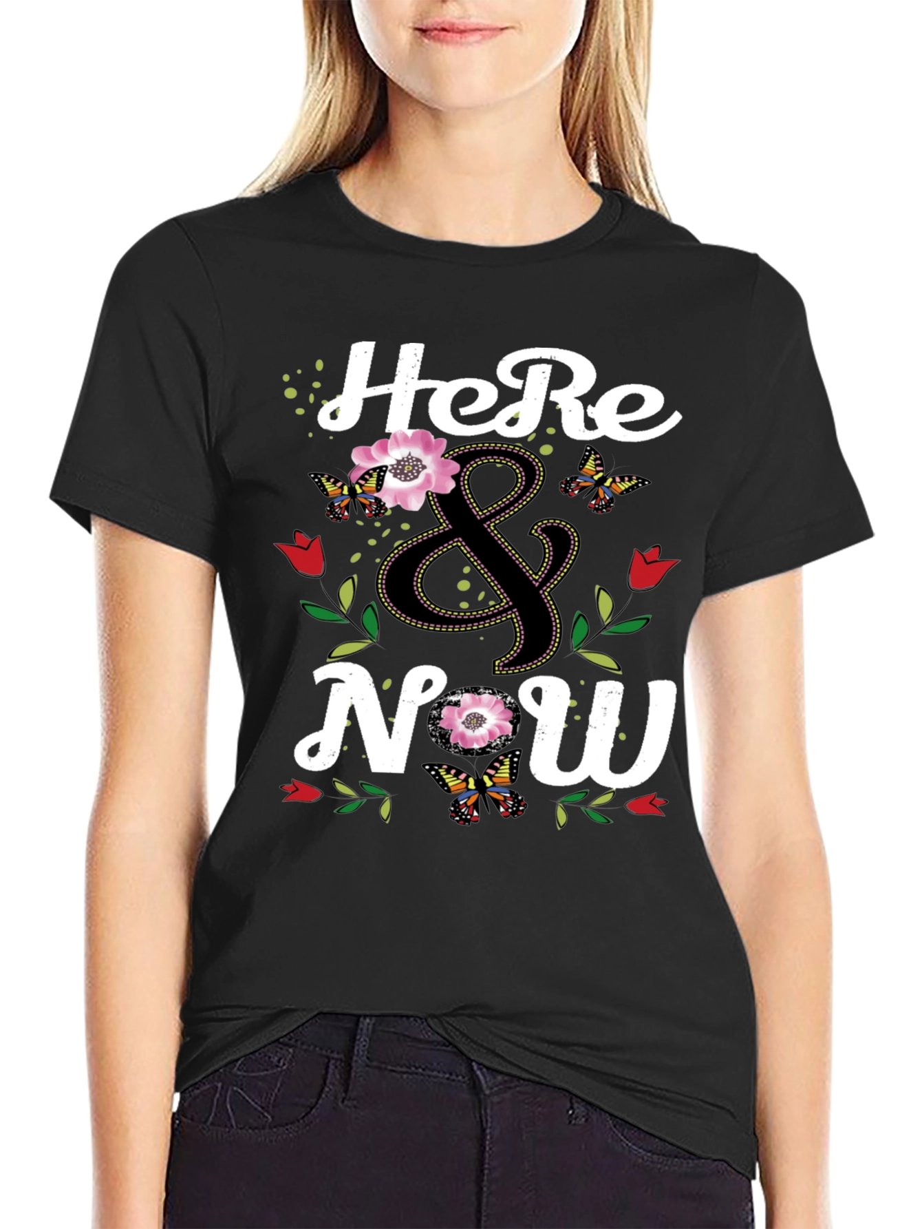 Here & Now Floral Butterfly Graphic Tee
